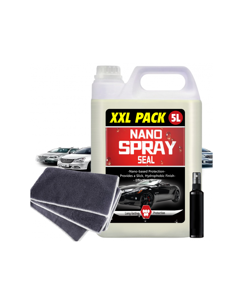 1 x Solutie Nano 5L, pentru masina, cu acoperire rapida + carpa moale + spray cu pulverizator
